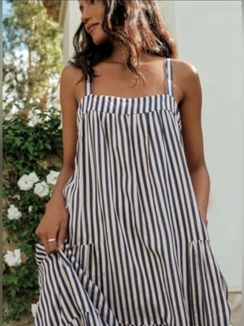 Jenni Kayne/Summer vertical navy/white striped sleeveless midi dress/NIB! SEALED
